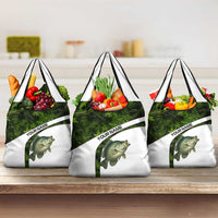 Crappie Fishing Green Camo Grocery Bag with Leaf Camouflage and Custom Name Design - Wonder Print Shop