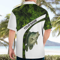 Crappie Fishing Green Camo Hawaiian Shirt with Leaf Camouflage and Custom Name Design - Wonder Print Shop