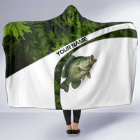 Crappie Fishing Green Camo Hooded Blanket with Leaf Camouflage and Custom Name Design - Wonder Print Shop