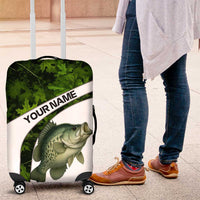 Crappie Fishing Green Camo Luggage Cover with Leaf Camouflage and Custom Name Design - Wonder Print Shop