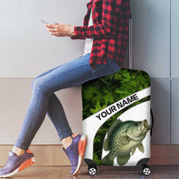 Crappie Fishing Green Camo Luggage Cover with Leaf Camouflage and Custom Name Design - Wonder Print Shop