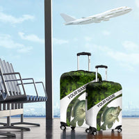 Crappie Fishing Green Camo Luggage Cover with Leaf Camouflage and Custom Name Design - Wonder Print Shop