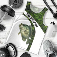 Crappie Fishing Green Camo Men Tank Top with Leaf Camouflage and Custom Name Design - Wonder Print Shop