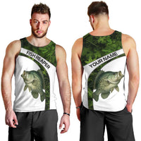 Crappie Fishing Green Camo Men Tank Top with Leaf Camouflage and Custom Name Design - Wonder Print Shop