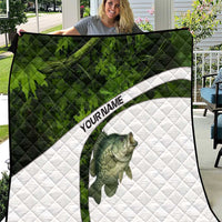 Crappie Fishing Green Camo Quilt with Leaf Camouflage and Custom Name Design - Wonder Print Shop