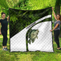 Crappie Fishing Green Camo Quilt with Leaf Camouflage and Custom Name Design - Wonder Print Shop