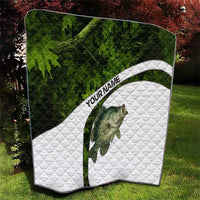 Crappie Fishing Green Camo Quilt with Leaf Camouflage and Custom Name Design - Wonder Print Shop