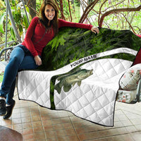 Crappie Fishing Green Camo Quilt with Leaf Camouflage and Custom Name Design - Wonder Print Shop