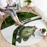 Crappie Fishing Green Camo Round Carpet with Leaf Camouflage and Custom Name Design - Wonder Print Shop