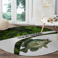 Crappie Fishing Green Camo Round Carpet with Leaf Camouflage and Custom Name Design - Wonder Print Shop