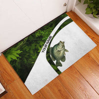 Crappie Fishing Green Camo Rubber Doormat with Leaf Camouflage and Custom Name Design - Wonder Print Shop