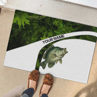 Crappie Fishing Green Camo Rubber Doormat with Leaf Camouflage and Custom Name Design - Wonder Print Shop