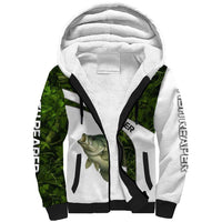Crappie Fishing Green Camo Sherpa Hoodie with Leaf Camouflage and Custom Name Design - Wonder Print Shop