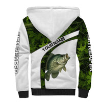 Crappie Fishing Green Camo Sherpa Hoodie with Leaf Camouflage and Custom Name Design - Wonder Print Shop