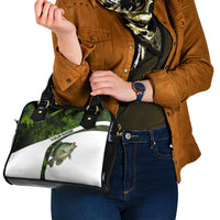 Crappie Fishing Green Camo Shoulder Handbag with Leaf Camouflage and Custom Name Design - Wonder Print Shop