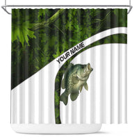 Crappie Fishing Green Camo Shower Curtain with Leaf Camouflage and Custom Name Design - Wonder Print Shop
