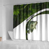 Crappie Fishing Green Camo Shower Curtain with Leaf Camouflage and Custom Name Design - Wonder Print Shop