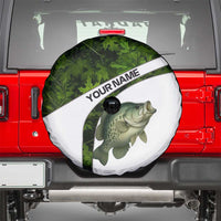 Crappie Fishing Green Camo Spare Tire Cover with Leaf Camouflage and Custom Name Design - Wonder Print Shop