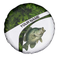 Crappie Fishing Green Camo Spare Tire Cover with Leaf Camouflage and Custom Name Design - Wonder Print Shop