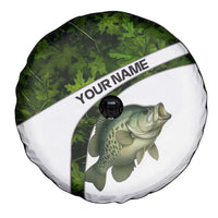 Crappie Fishing Green Camo Spare Tire Cover with Leaf Camouflage and Custom Name Design - Wonder Print Shop