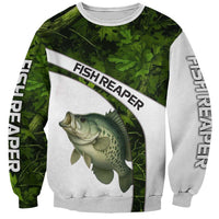 Crappie Fishing Green Camo Sweatshirt with Leaf Camouflage and Custom Name Design - Wonder Print Shop