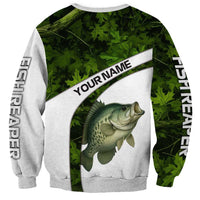Crappie Fishing Green Camo Sweatshirt with Leaf Camouflage and Custom Name Design - Wonder Print Shop