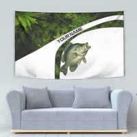 Crappie Fishing Green Camo Tapestry with Leaf Camouflage and Custom Name Design - Wonder Print Shop