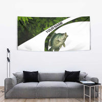 Crappie Fishing Green Camo Tapestry with Leaf Camouflage and Custom Name Design - Wonder Print Shop