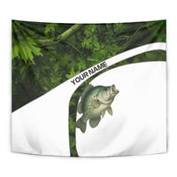 Crappie Fishing Green Camo Tapestry with Leaf Camouflage and Custom Name Design - Wonder Print Shop