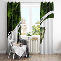 Crappie Fishing Green Camo Window Curtain with Leaf Camouflage and Custom Name Design - Wonder Print Shop