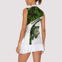 Crappie Fishing Green Camo Women Sleeveless Polo Shirt with Leaf Camouflage and Custom Name Design - Wonder Print Shop