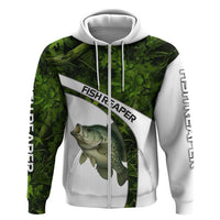 Crappie Fishing Green Camo Zip Hoodie with Leaf Camouflage and Custom Name Design - Wonder Print Shop