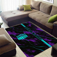 Strike Bowling Graphic Area Rug with Purple Black Marble Texture and Custom Team Name - Wonder Print Shop