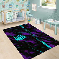 Strike Bowling Graphic Area Rug with Purple Black Marble Texture and Custom Team Name - Wonder Print Shop