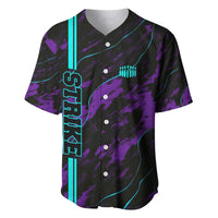 Strike Bowling Graphic Baseball Jersey with Purple Black Marble Texture and Custom Team Name - Wonder Print Shop