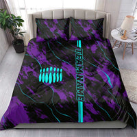Strike Bowling Graphic Bedding Set with Purple Black Marble Texture and Custom Team Name - Wonder Print Shop
