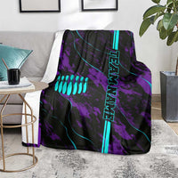 Strike Bowling Graphic Blanket with Purple Black Marble Texture and Custom Team Name - Wonder Print Shop
