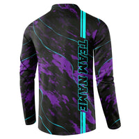 Strike Bowling Graphic Button Sweatshirt with Purple Black Marble Texture and Custom Team Name - Wonder Print Shop