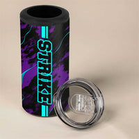Strike Bowling Graphic 4 in 1 Can Cooler Tumbler with Purple Black Marble Texture and Custom Team Name - Wonder Print Shop