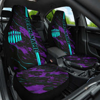 Strike Bowling Graphic Car Seat Cover with Purple Black Marble Texture and Custom Team Name - Wonder Print Shop