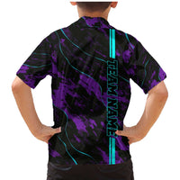 Strike Bowling Graphic Family Matching Mermaid Dress and Hawaiian Shirt with Purple Black Marble Texture and Custom Team Name - Wonder Print Shop