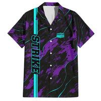 Strike Bowling Graphic Family Matching Off Shoulder Maxi Dress and Hawaiian Shirt with Purple Black Marble Texture and Custom Team Name - Wonder Print Shop