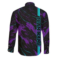 Strike Bowling Graphic Family Matching Puletasi and Hawaiian Shirt with Purple Black Marble Texture and Custom Team Name - Wonder Print Shop