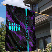 Strike Bowling Graphic Garden Flag with Purple Black Marble Texture and Custom Team Name - Wonder Print Shop