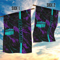 Strike Bowling Graphic Garden Flag with Purple Black Marble Texture and Custom Team Name - Wonder Print Shop