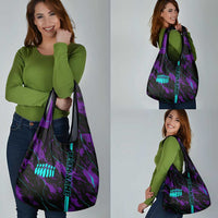 Strike Bowling Graphic Grocery Bag with Purple Black Marble Texture and Custom Team Name - Wonder Print Shop