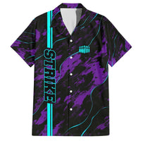 Strike Bowling Graphic Hawaiian Shirt with Purple Black Marble Texture and Custom Team Name - Wonder Print Shop