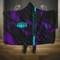 Strike Bowling Graphic Hooded Blanket with Purple Black Marble Texture and Custom Team Name - Wonder Print Shop