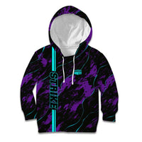 Strike Bowling Graphic Kid Hoodie with Purple Black Marble Texture and Custom Team Name - Wonder Print Shop
