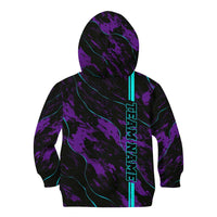 Strike Bowling Graphic Kid Hoodie with Purple Black Marble Texture and Custom Team Name - Wonder Print Shop